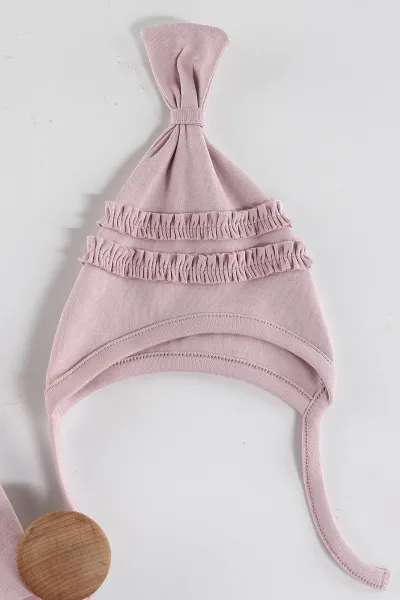 Gül Kurusu (0-3 Ay) Papatyalı Ayıcık Baskılı   Patikli Kız Bebek 3'lü Zıbın Takım 453758