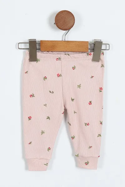 Gül Kurusu (0-9 Ay)Lale Desenli Önü Çıtçıtlı Kız Bebek Pijama Takımı 375220