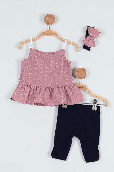 Gül Kurusu (06-24 Ay) Fiyonk Askılı Taytlı Kız Bebe Takım 187430