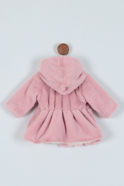 Gül Kurusu (1-3 Yaş) Taş Detaylı Fiyonklu Kürklü Kız Bebe Mont 220925