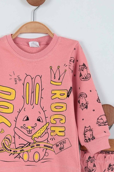 Gül Kurusu (1-3 Yaş) You Rock Baskılı Kız Çocuk Pijama Takım 219639