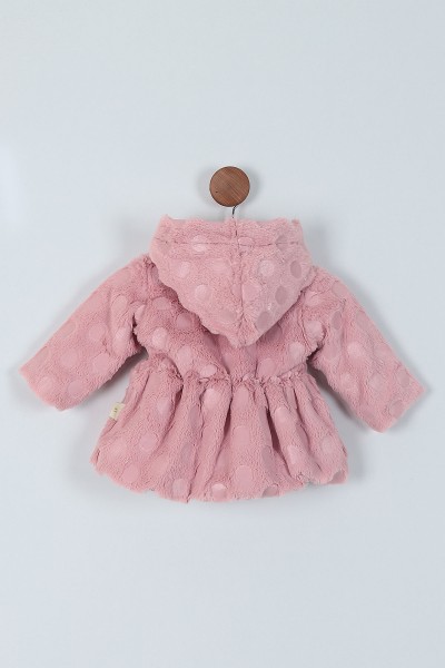 Gül Kurusu (1-4 Yaş) Fiyonk Peluş Motifli Düğmeli İçi Kürklü Mont 216848