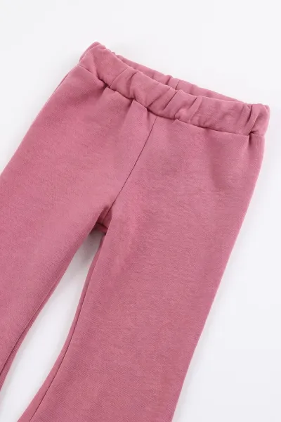 Gül Kurusu (1-5 Yaş) 3 ip Şardonlu Sweat Pantolon Kız Çocuk Kışlık Takım 495854