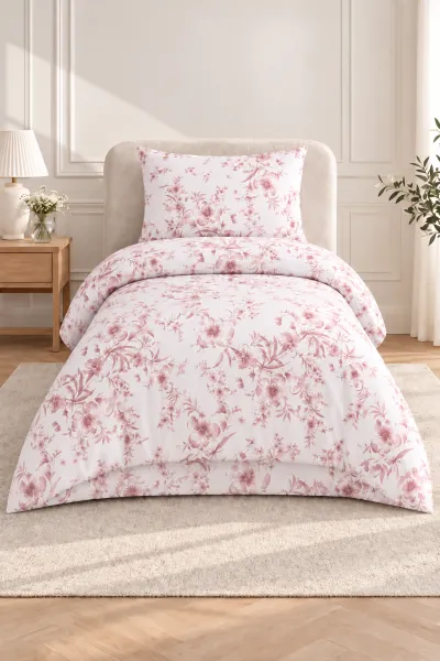 Gül Kurusu 160x220 Cm Bella Home Tek Kişilik Lastikli Çarşaf Nevresim Takımı 491125
