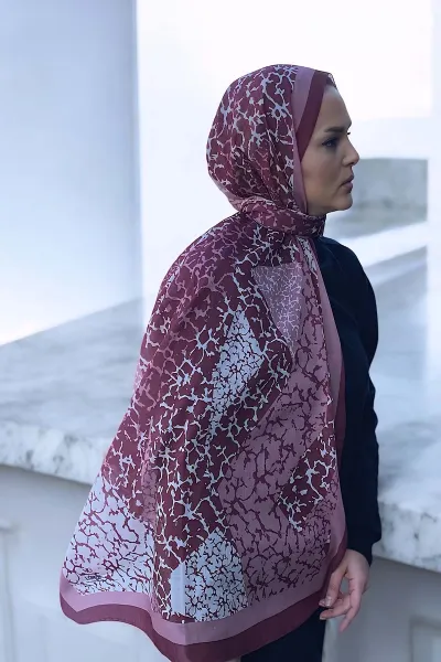 Gül Kurusu 180X70 cm Dijital Baskı Crystal Desenli Pamuk Şal 334184