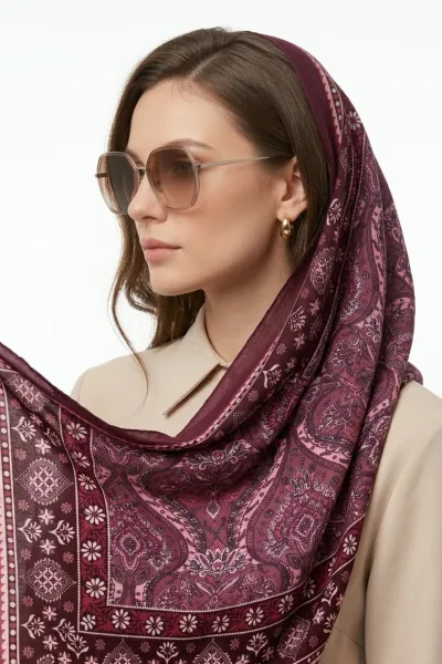 Gül Kurusu 180x70 Cm Our Fashion Dijital Baskılı Desenli Bambu Kraş Şal 488549