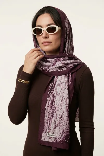 Gül Kurusu 180x70 Cm Our Fashion Dijital Baskılı Desenli Bambu Kraş Şal 488561