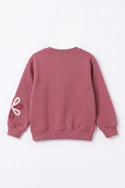 Gül Kurusu (2-11 Yaş)  Süzene Nakışlı İçi Şardonlu Kız Çocuk Sweatshirt 499985