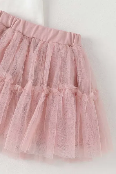 Gül Kurusu (2-5 Yaş) Kelebek Nakışlı Tütü Etekli Kız Çocuk Takım 464966