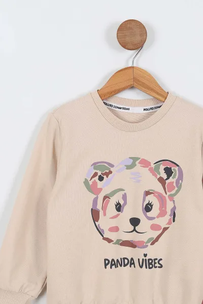 Gül Kurusu (2-5 Yaş) Panda Vibes Baskılı Taytlı Kız Çocuk Takım 336969