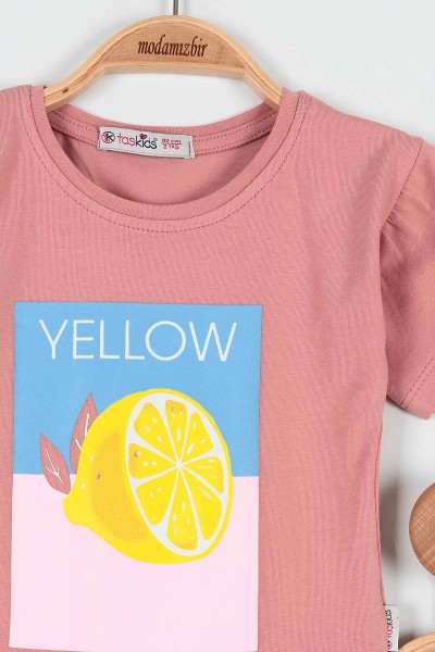 Gül Kurusu (2-5 Yaş) Yellow Limon Baskılı Taytlı Kız Çocuk Takım 190941