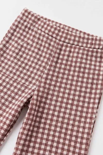 Gül Kurusu (2-6 Yaş) Kareli Pantolonlu Peluş Yelekli Kız Çocuk 3'lü Takım 491151