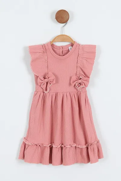 gul-kurusu-2-6-yasfirfirli-fiyonklu-krosetali-kiz-cocuk-elbise-357485