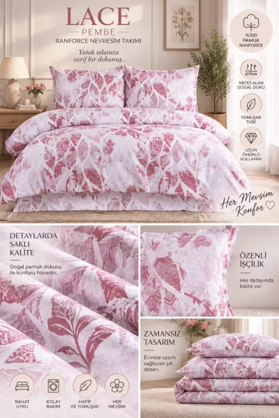 Gül Kurusu 200x220 Cm Bella Home Lastiksiz Battal Boy New Box Nevresim Takımı 492013