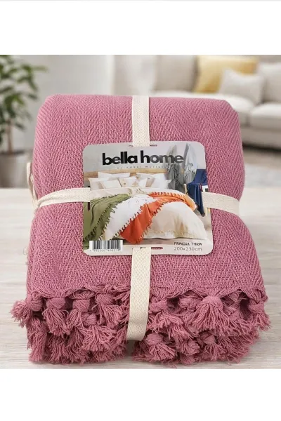 Gül Kurusu 200x230 Cm Bella Home Çift Kişilik Natural Tek Pike 478694