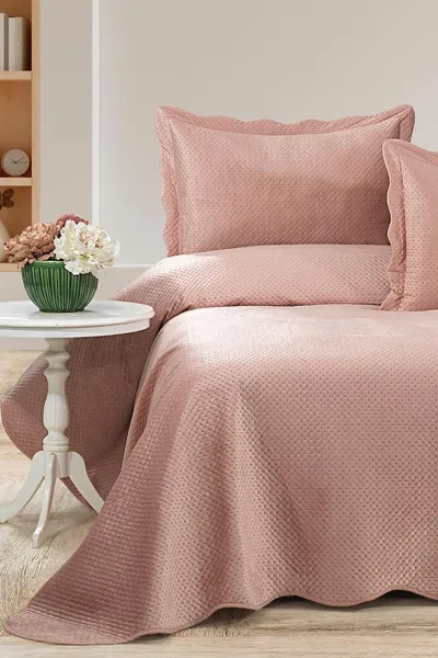 Gül Kurusu  250x260 cm Bella Home Çift Kişilik Summer Dream Yatak Örtüsü 334709