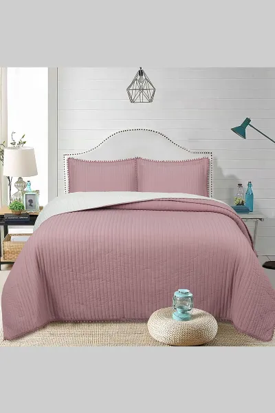 Gül Kurusu 260x240 Cm Bella Home Çift Kişilik Sofia Ponponlu Yatak Örtüsü 395132