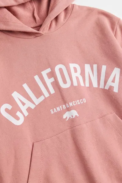 Gül Kurusu (3-10 Yaş)California Baskılı Kanguru Cepli Kapüşonlu Taytlı Kız Çocuk Takım 486367