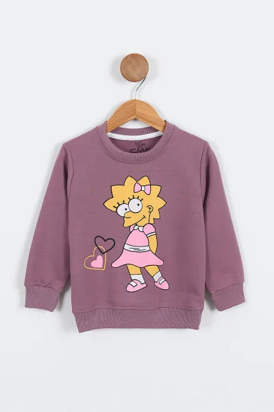 Gül Kurusu (3-11 Yaş) Karakter Baskılı Kız Çocuk Sweatshirt 297022