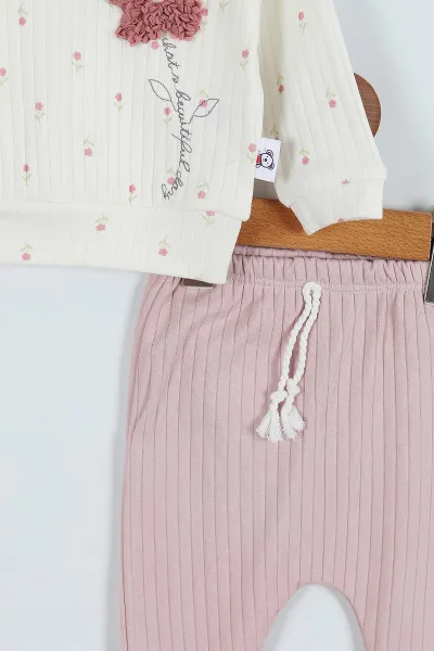 Gül Kurusu (3-12 Ay) Çiçek Desenli Kız Bebek Takım 280700