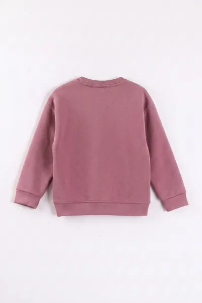 Gül Kurusu (3-12 Yaş) Kiraz Nakışlı Şardonlu Kız Çocuk Sweatshirt 473992