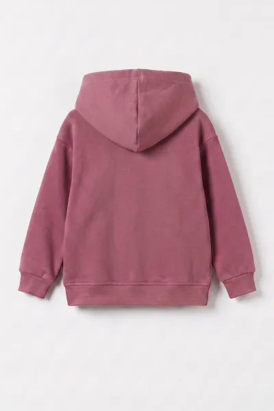 Gül Kurusu (3-12 Yaş) London Baskılı 3 İp Şardonlu Kapüşonlu Kız Çocuk Sweatshirt 473975