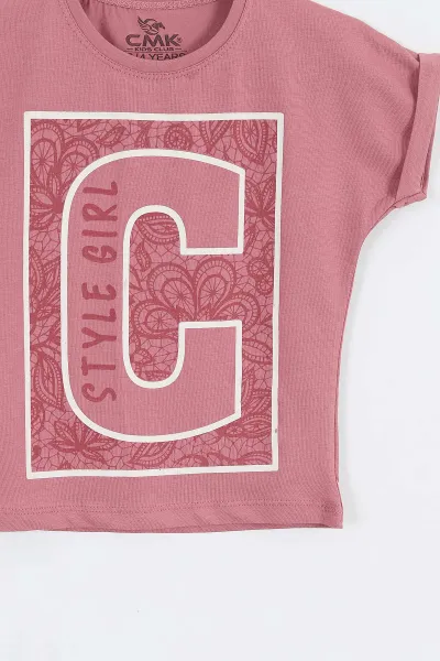 Gül Kurusu (3-12 Yaş) Style Girl Baskılı   Kısa Kol   Kız Çocuk Tişört 354314