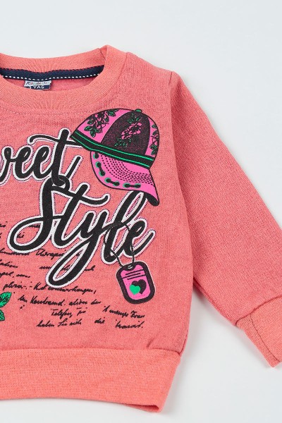 Gül Kurusu (3-12 Yaş) Sweet Style Baskılı Kız Çocuk Sweathirt 92731