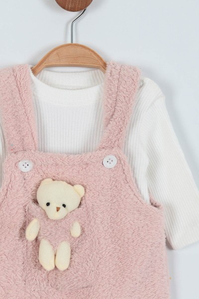 Gül Kurusu (3-15 Ay) Ayı Oyuncaklı Welsoft İkili Erkek Bebe Salopet 220530