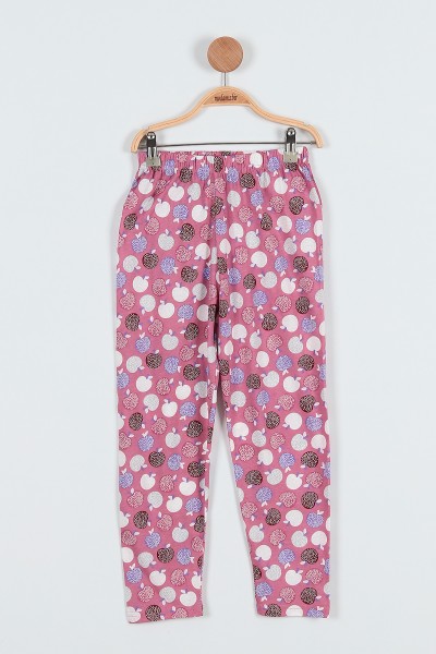 Gül Kurusu (4-6 Yaş) Elme Şekeri Baskılı Kız Çocuk Pijama takım 186842