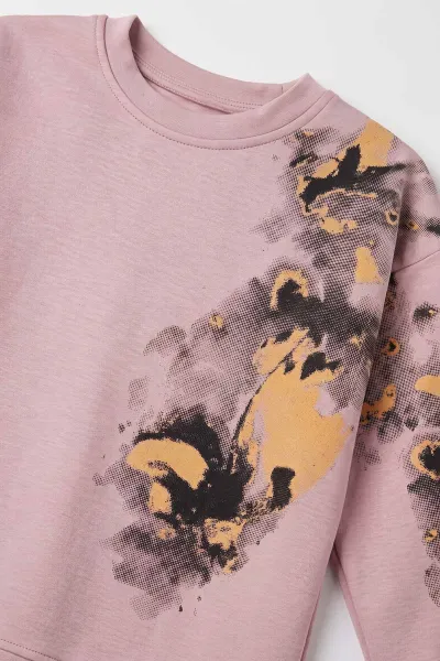 Gül Kurusu (5-12 Yaş)Batik Boyalı Modal Kumaş  Kız Çocuk 2'li Takım 490960