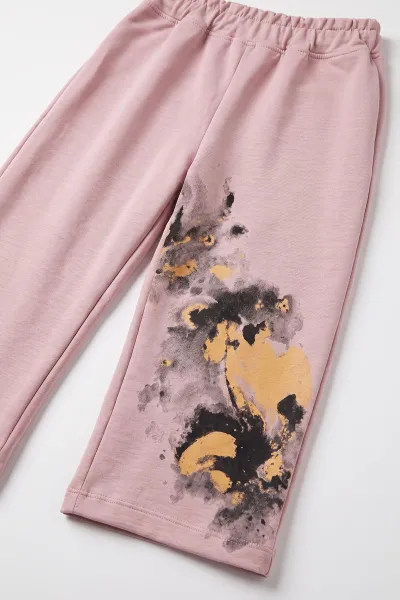 Gül Kurusu (5-12 Yaş)Batik Boyalı Modal Kumaş  Kız Çocuk 2'li Takım 490960