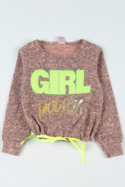 Gül Kurusu (5-8 Yaş) Girl Baskılı Dışı Yumoş Kız Çocuk Sweatshirt 92813