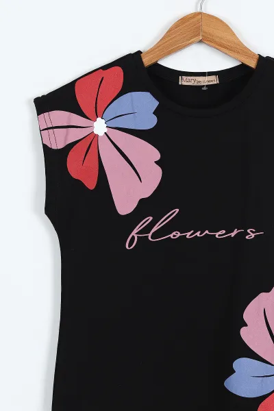 Gül Kurusu (6-14 Yaş) Flowers Baskılı Şortlu Kız Çocuk Yazlık Takım 342564