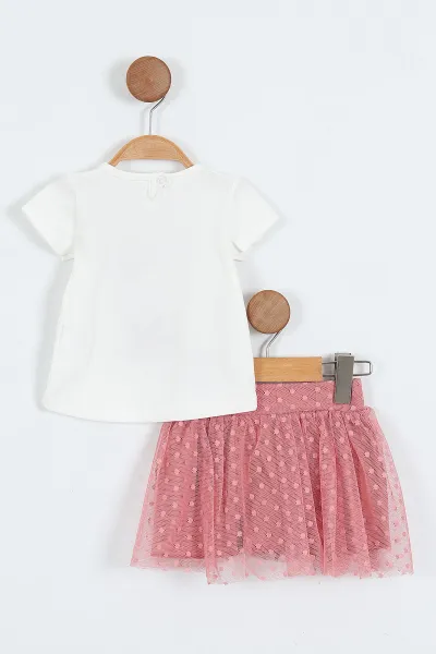 Gül Kurusu (6-18 Ay) Hello Kitty Baskılı Tüllü Etekli Kız Bebek Yazlık Takım 357467