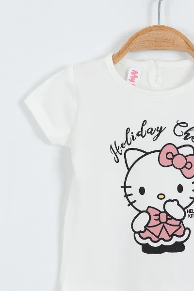 Gül Kurusu (6-18 Ay) Hello Kitty Baskılı Tüllü Etekli Kız Bebek Yazlık Takım 357467
