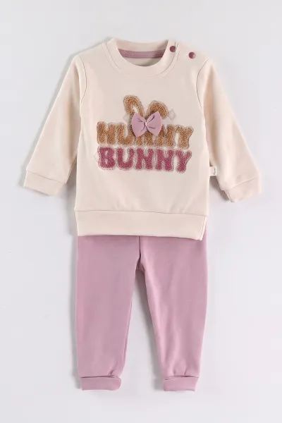 Gül Kurusu (6-24 Ay) Süzene Bunny Nakışlı Kız Bebek 2'li Takım 472861