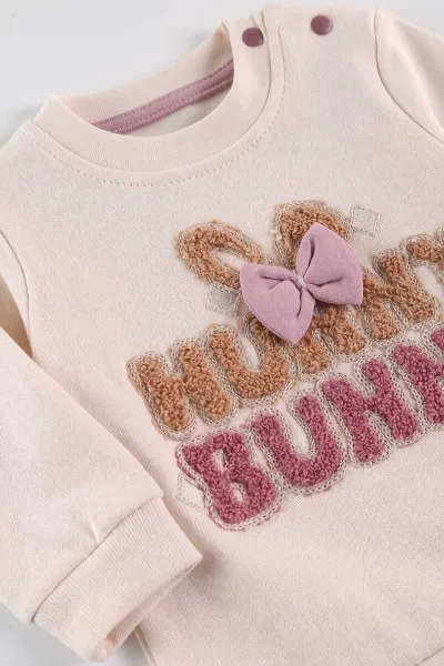 Gül Kurusu (6-24 Ay) Süzene Bunny Nakışlı Kız Bebek 2'li Takım 472861