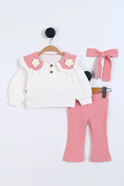 gul-kurusu-6-24-ay-waffle-kumas-yaka-papatya-figurlu-bandana-figurlu-kiz-bebek-takim-339624