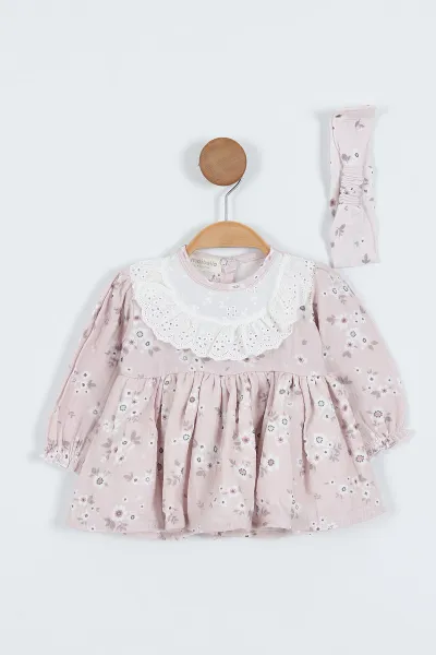 gul-kurusu-6-24-ay-yaka-fistolu-minik-cicekli-bandanali-muslin-kiz-bebek-elbise-340698