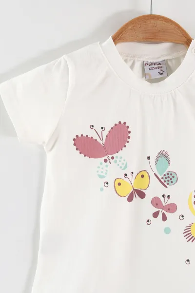 Gül Kurusu (6-24 Ay)Kelebek Baskılı Kız Bebek Takım 467649