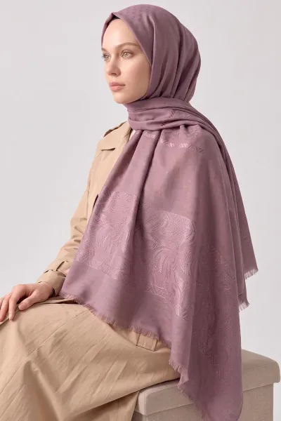 Gül Kurusu 70x180 Cm Elara Premium Jakarlı Pamuk Şal 494280