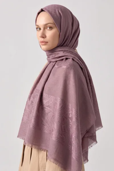 Gül Kurusu 70x180 Cm Elara Premium Jakarlı Pamuk Şal 494280