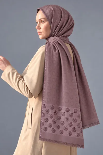 Gül Kurusu 70x180 Cm Luna Premium Jakarlı Pamuk Şal 494102