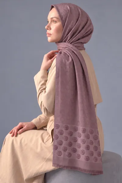 Gül Kurusu 70x180 Cm Luna Premium Jakarlı Pamuk Şal 494102