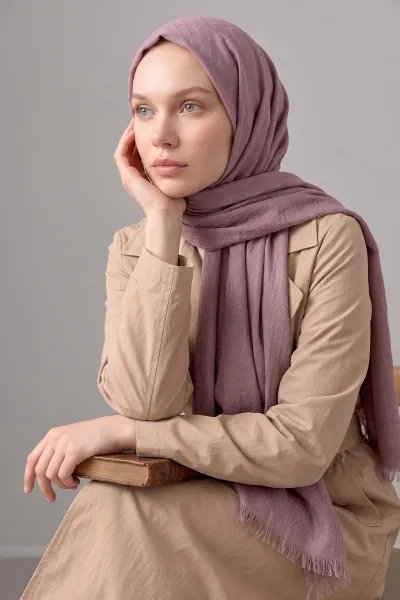 Gül Kurusu 70x180 Cm Mimoza Premium Jakarlı Pamuk Şal 494030