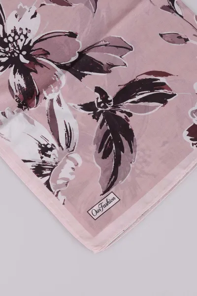 Gül Kurusu 75*180 Cm Çok Çiçek Baskılı Dijital Soft Tülbent Şal 469403