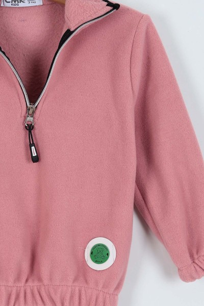 Gül Kurusu (8-12 Yaş) Bel Lastikli Yarım Fermuarlı Kız Çocuk Sweat 224459