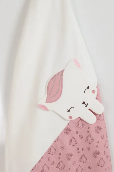 Gül Kurusu (80*90 cm)  Nakışlı  Lüx Penye Bebe Battaniye 342959