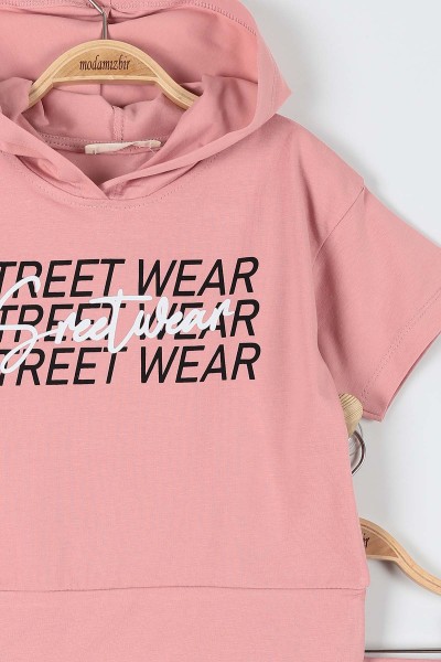 Gül Kurusu (9-12 Yaş) Street Wear Baskılı Kız Çocuk Takım 180951